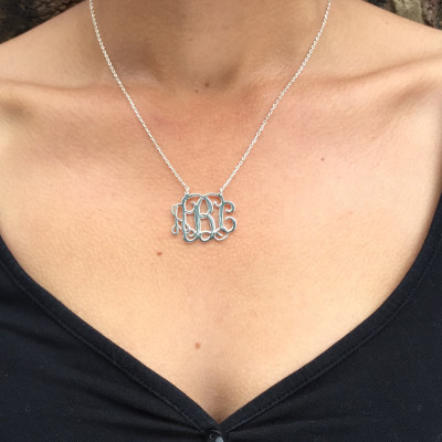 Handmade Personalised Monogram Necklace-925 Sterling Silver-Name Necklace-Initial Necklace-1''