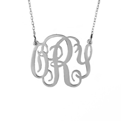 Handmade Personalised Monogram Necklace-925 Sterling Silver-Name Necklace-Initial Necklace-1''