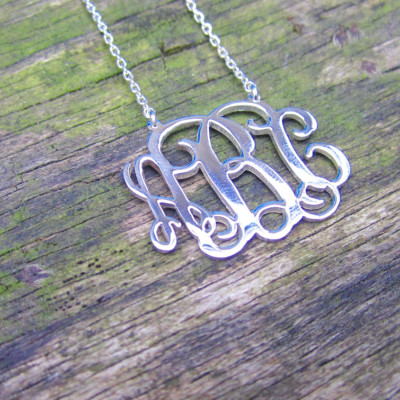 Handmade Personalised Monogram Necklace-925 Sterling Silver-Name Necklace-Initial Necklace-1.25''