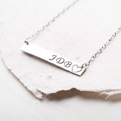 Handstamped Jewelry Necklace Personalised with Initials, Letters, Sterling Silver Pendant, Simple Design, Engagement Gift for Best Friend UK