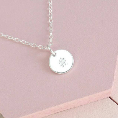 Hashtag Necklace - Sterling Silver - Handstamped Necklace - Dainty Necklace - Small Disc - Minimalist Necklace - Fun Necklace - Gift for Her