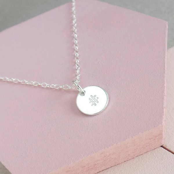 Hashtag Necklace - Sterling Silver - Handstamped Necklace - Dainty Necklace - Small Disc - Minimalist Necklace - Fun Necklace - Gift for Her