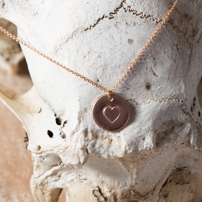 Heart Necklace/Stamped Heart Necklace/Heart letter necklace/heart disc necklace