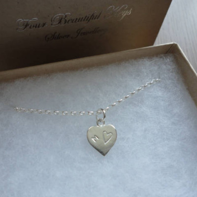 Heart stamped Initial heart necklace