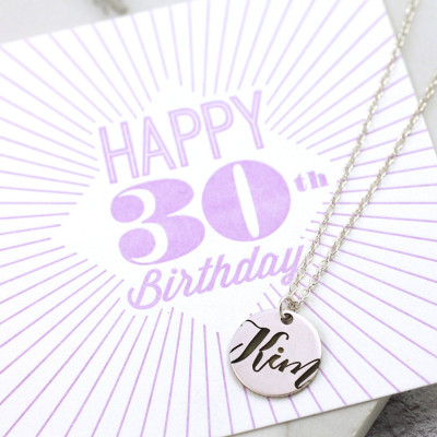 Her 30th Birthday | Sterling Silver | 30th Birthday Gift | Dainty name necklace | Dirty Thirty | 30th Birthday Her | 30th Birthday Card |