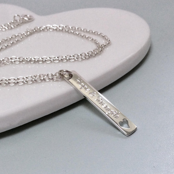 Hope and strength necklace, hope jewellery, motivational gift; inspirational gift, sterling silver, strength jewellery