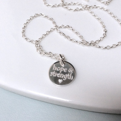 Hope and strength necklace, hope jewellery, motivational gift; inspirational gift, sterling silver, strength jewellery