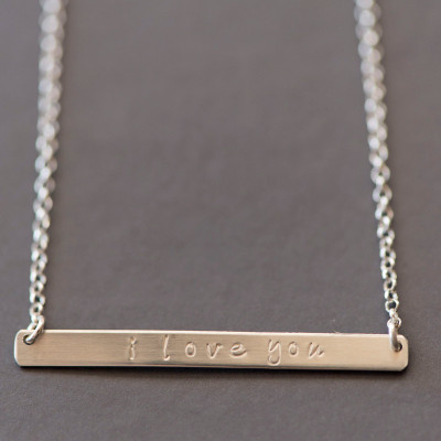 I love you Necklace/Gold/Silver Bar Necklace stamped with I love you/I love you stamped bracelet/Valentines gift/Wife gift