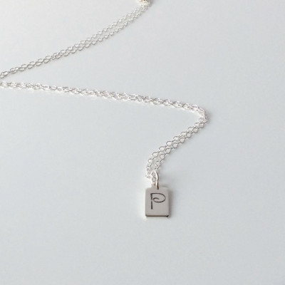 Initial Necklace - Silver Initial Charm - Pendant - Charm - Personalised Gift - Initial Tag - Silver Tag - Initial Jewellery - Name Tag