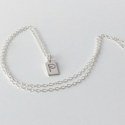 Initial Necklace - Silver Initial Charm - Pendant - Charm - Personalised Gift - Initial Tag - Silver Tag - Initial Jewellery - Name Tag