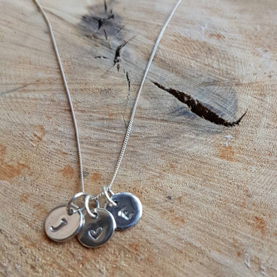Initial necklace, monogram pendant, sterling silver jewellery, personalised hand stamped necklace, new mum gift, mother's day keepsake