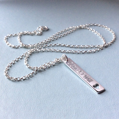 Inspirational gift, I Can and I Will, personalised, motivational, silver necklace, gift for friend, sterling silver, words of wisdom