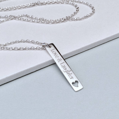 Inspirational gift, Love & Laughter, personalised, motivational, silver necklace, gift for friend, sterling silver, words of wisdom