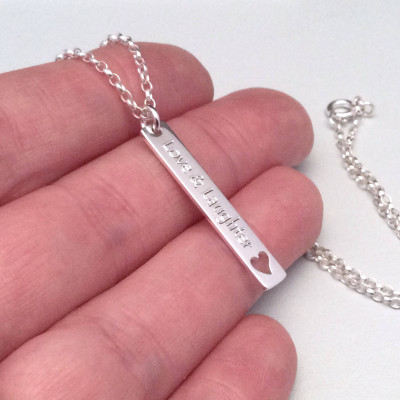 Inspirational gift, Love & Laughter, personalised, motivational, silver necklace, gift for friend, sterling silver, words of wisdom