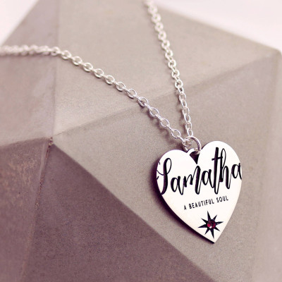 January Birthstone | Garnet Birthday Gift | Custom Name necklace | Dainty Name Necklace | Birthstone Jewellery | Name Plate Necklace |