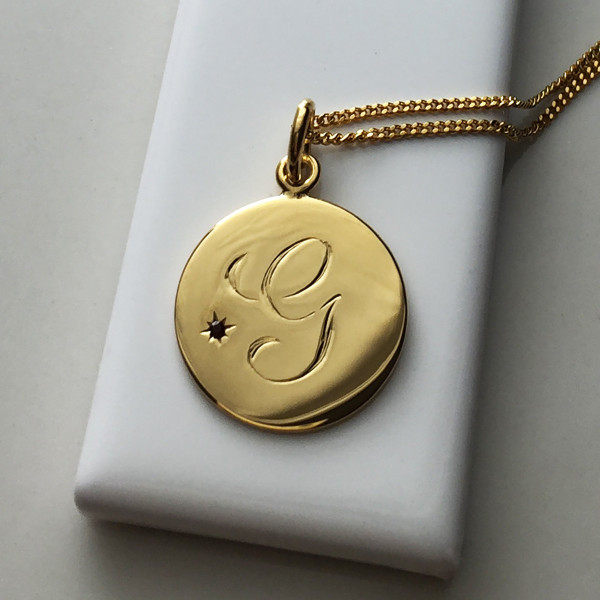 January Birthstone Initial Necklace in 18ct Yellow Gold Vermeil