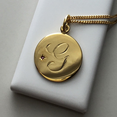 July Birthstone Initial Necklace in 18ct Yellow Gold Vermeil