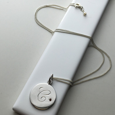 July Birthstone Initial Necklace in Sterling Silver