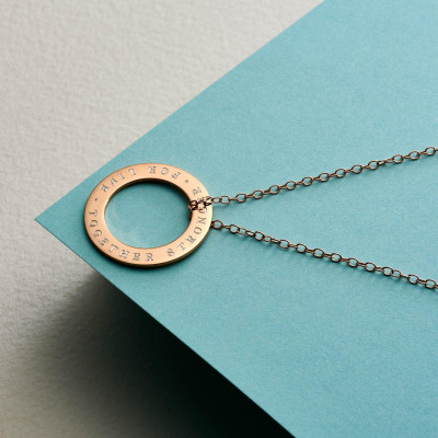 Large Circle Message Necklace 25mm - Personalised Necklace - Roman Numerals Necklace - Anniversary Necklace - Gift For Her