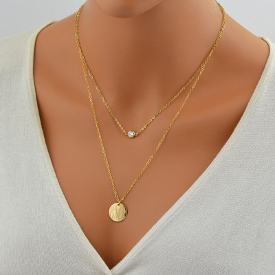 Large Disc Necklace, monogram Necklace, Gold Necklace, Circle Initial Necklace, Rose Gold, 18k Gold Fill, Sterling Silver Name Disc Necklace