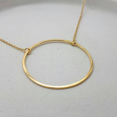Large Gold Circle Necklace, Dainty Gold Karma Necklace, Dainty Gold Layering Necklace, gift-for-her