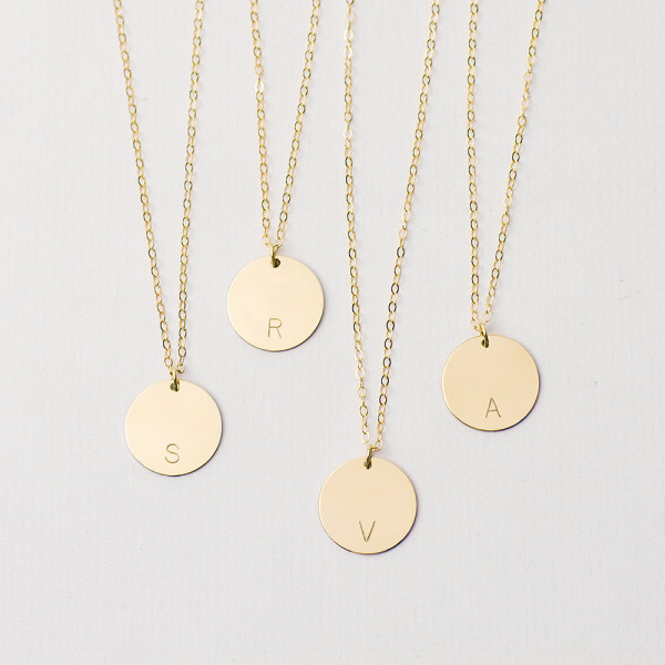 Large personalised disc necklace - gold circle necklace - customised initial necklace - large disc necklace - if not now then when