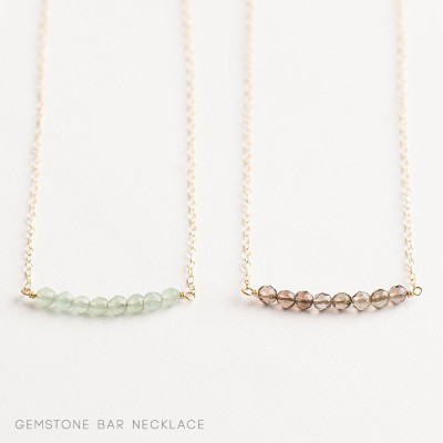 Layering necklace set of 3 - gemstone bar necklace - personalised gold bar necklace - initial disc necklace - layering necklace gift set
