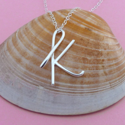 Letter K Necklace silver, Letter K pendant, K initial necklace, K initial pendant, Silver Letter K, Sterling silver K, Initial K