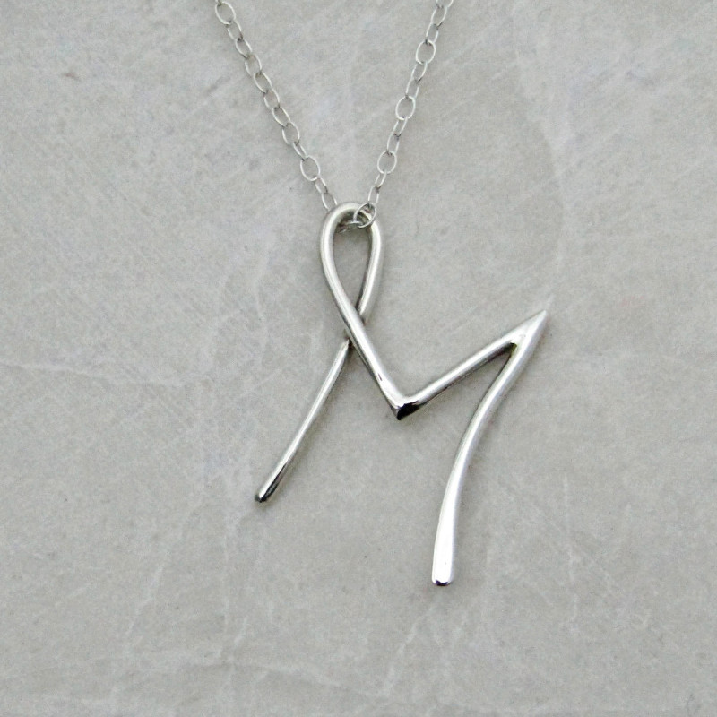 Sterling Silver Letter M Necklace 001-705-41012 | Meigs Jewelry |  Tahlequah, OK