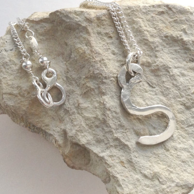 Letter S Initial 925 Sterling Silver Pendant on 18" Necklace