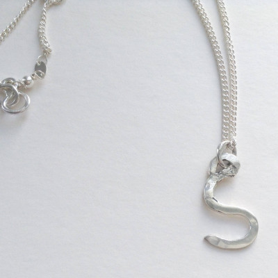 Letter S Initial 925 Sterling Silver Pendant on 18" Necklace