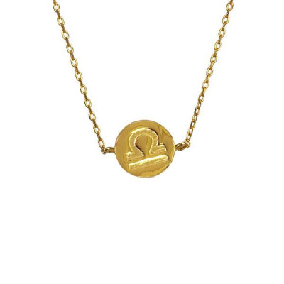 Libra Horoscope Gold Vermeil Zodiac Sterling Silver Necklace