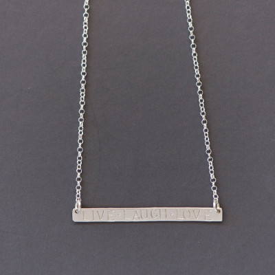 Live Laugh Love Necklace/Gold/Silver Bar Necklace stamped with Live/Laugh/Love