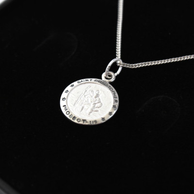 Mens 925 Sterling Silver Saint Christopher with Personalised Engraving
