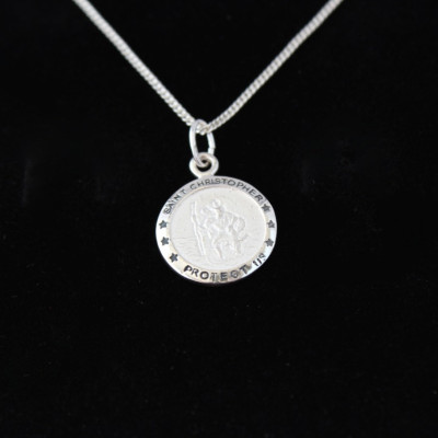 Mens 925 Sterling Silver Saint Christopher with Personalised Engraving