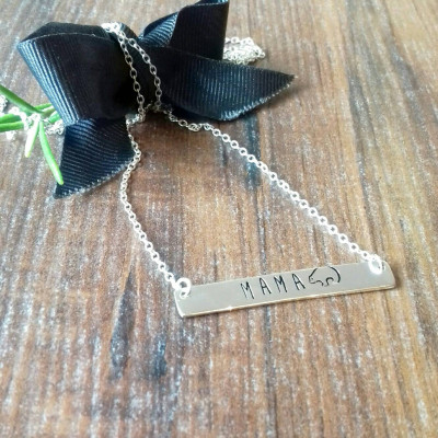Mama Bear Necklace, Silver Bar Necklace, Custom Design Jewellery Gifts, Gifts For New Mummy,