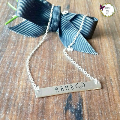 Mama Bear Necklace, Silver Bar Necklace, Custom Design Jewellery Gifts, Gifts For New Mummy,