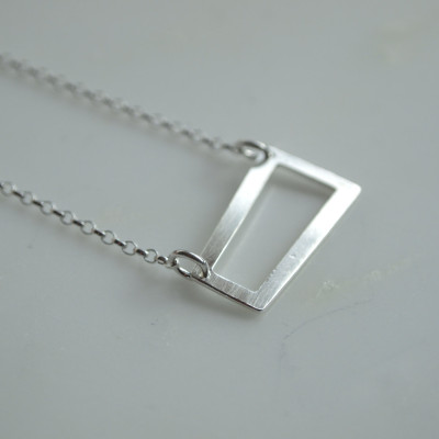Minimalist Trapezium Geometory Necklace-Sterling Silver and Bronze with Personalised Option