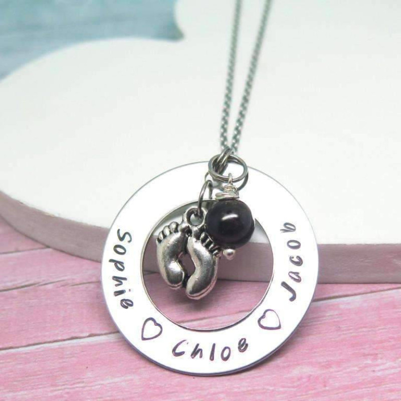 Personalized Necklace // Hand Stamped Jewelry // Necklace with Kids Names // Family Necklace // Hand Stamped Necklace 