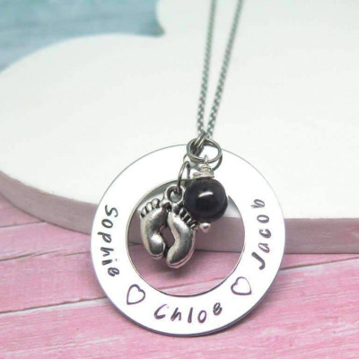 Mommy Necklace - Hand Stamped Jewelry - Personalized Necklace - Kids Names Necklace - Family Necklace - New Mom Gift - Gift from Kids