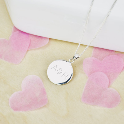 Monogram Personalised Sterling Silver Disc Necklace - Personalized necklace - Bridesmaid gift - Gifts for her - [WPDT004-SS-EN-18SS]