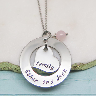 Mother Necklace - Hand Stamped Jewelry - Jewelry Idea for Mom - Kids Names Necklace - Family Necklace - Mommy Necklace - Handstamped