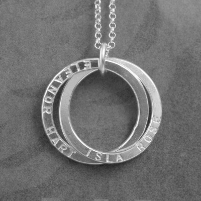 Mothers Day gift Mother necklace personalize, name necklace long silver necklace, interlocking rings necklace, gift for mother - Lilia