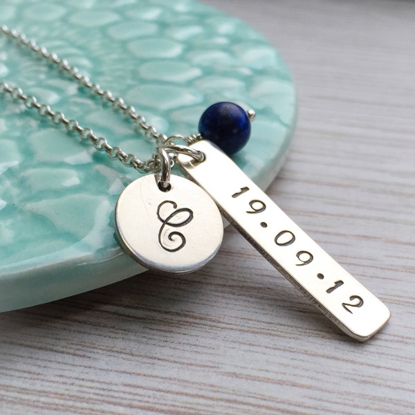 Mothers Gift, Personalised Necklace, Birth Necklace, Hand Stamped, New mum necklace, mummy necklace