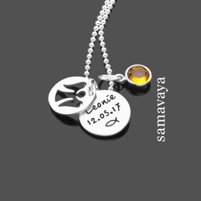 My baptism christening necklace ANGEL 925 Silver with engraving children necklace Angel