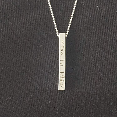 My name necklace personalised silver bar necklace bar pendant message necklace hand stamped jewellery