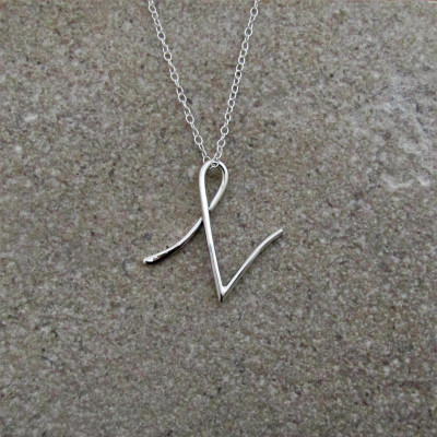 N Initial Necklace, Monogram Letter N, Sterling Silver Letter, Uppercase Initial, Capital Letter Necklace, Alphabet Pendant, Silver N