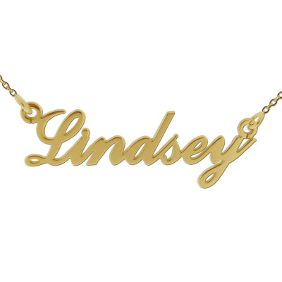Name Necklace 18ct Gold Plated on Sterling Silver MINI Carrie Style Personalised Pendant ANY NAME with Trace or Curb Chain & Gift Box
