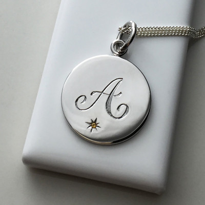 November Birthstone Initial Necklace in Sterling Silver