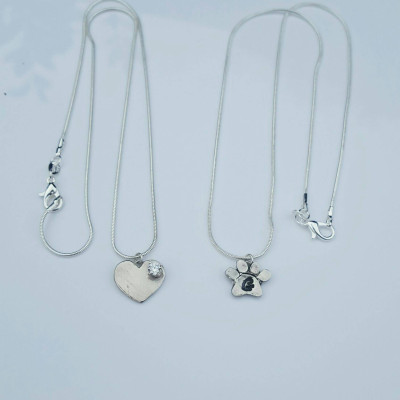 Pawprint, initials, name sterling necklace